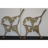 Pair of Victorian cast iron garden bench ends