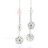 18ct white gold flower and star hanging earrings
