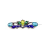 Art Nouveau enamel and sterling silver brooch