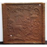Antique cast iron Chinoiserie fire back screen