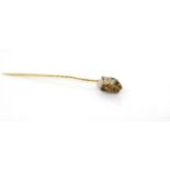 Antique gold quartz set gilt stick pin