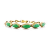 Vintage oriental jade and yellow gold bracelet