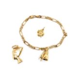 9ct yellow gold bracelet and charms