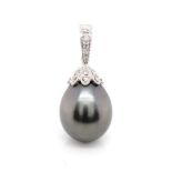 Tahitian pearl, diamond and 18ct gold enhancer