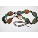 Decorative Chinese hard stone beaded necklace