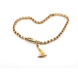 14ct rose gold bracelet and sailing boat charm