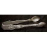 Pair of Sterling silver Kings pattern sugar tongs