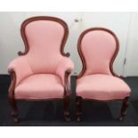 Pair of Victorian grandmother & grandfather chairs