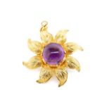 Amethyst and yellow gold flower pendant