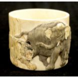 Japanese late Miji period carved ivory bowl