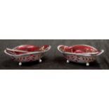 Good pair Tiffany sterling silver open salts