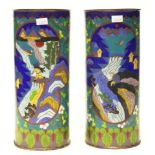 Good pair vintage Chinese cloisonne vases