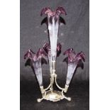 Victorian purple glass and silver plate epergne