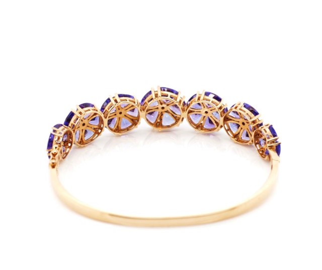 Tanzanite set 18ct rose gold flower bangle - Image 14 of 14