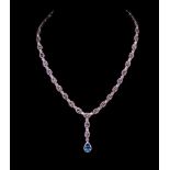 Tanzanite and blue topaz set silver necklace