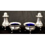 Good four piece sterling silver condiment set