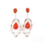 Carnelian and silver hanging earrings