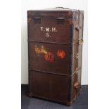 Vintage wood & metal bound traveller's trunk