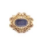 Early Victorian yellow gold mourning brooch