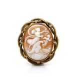 Victorian carved cameo and metal brooch