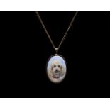 Porcelain portrait and 9ct rose gold pendant