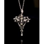 Edwardian old cut diamond and platinum pendant