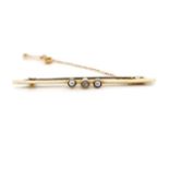 Antique diamond and 15ct yellow gold bar brooch