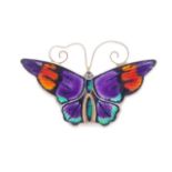 David Anderson enamel and silver butterfly brooch