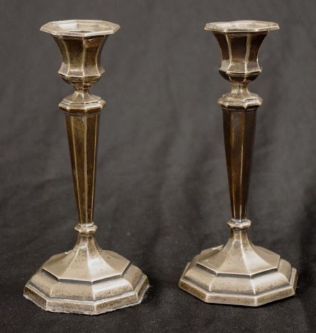 Pair of sterling silver candlesticks - Image 2 of 4