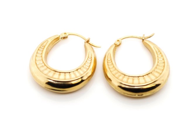 14ct yellow gold creole earrings - Image 3 of 4