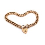 Antique 9ct rose gold bracelet and heart padlock