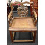 Chinese carved rosewood armchair