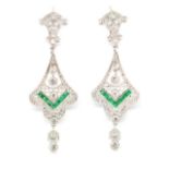 Diamond, emerald and 18ct gold chandelier earrings
