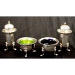 George V sterling silver condiment set