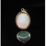 White opal and 14ct yellow gold pendant