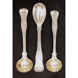 Three sterling silver condiment spoons