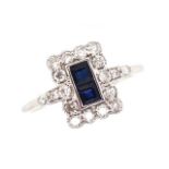 Sapphire and diamond set 18ct white gold ring