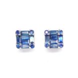Sapphire and 18ct white gold stud earrings