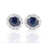 Sapphire and diamond set 18ct white gold halo stud