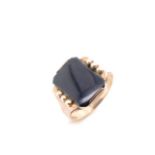 Art Deco onyx and 9ct rose gold signet ring