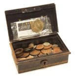 Quantity of Australian coins in metal box