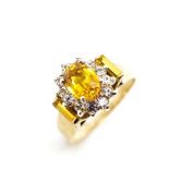 Gemstone and 9ct yellow gold cluster ring