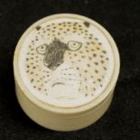 Chinese carved ivory tiger decorated pill box
