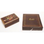 Brass inlaid mahogany 'Cafe' spoon box