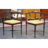 Pair of early 20th century inlaid corner chairs