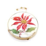 Royal Worcester gold mounted porcelain brooch