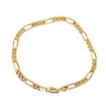 9ct yellow gold figaro chain bracelet