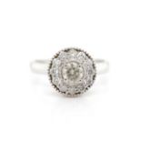 Diamond and 14ct white gold halo ring