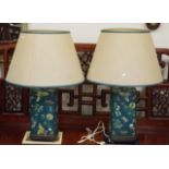 Decorative pair of Chinese polychrome table lamps