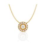 0.80ct diamond set 18ct halo pendant and chain